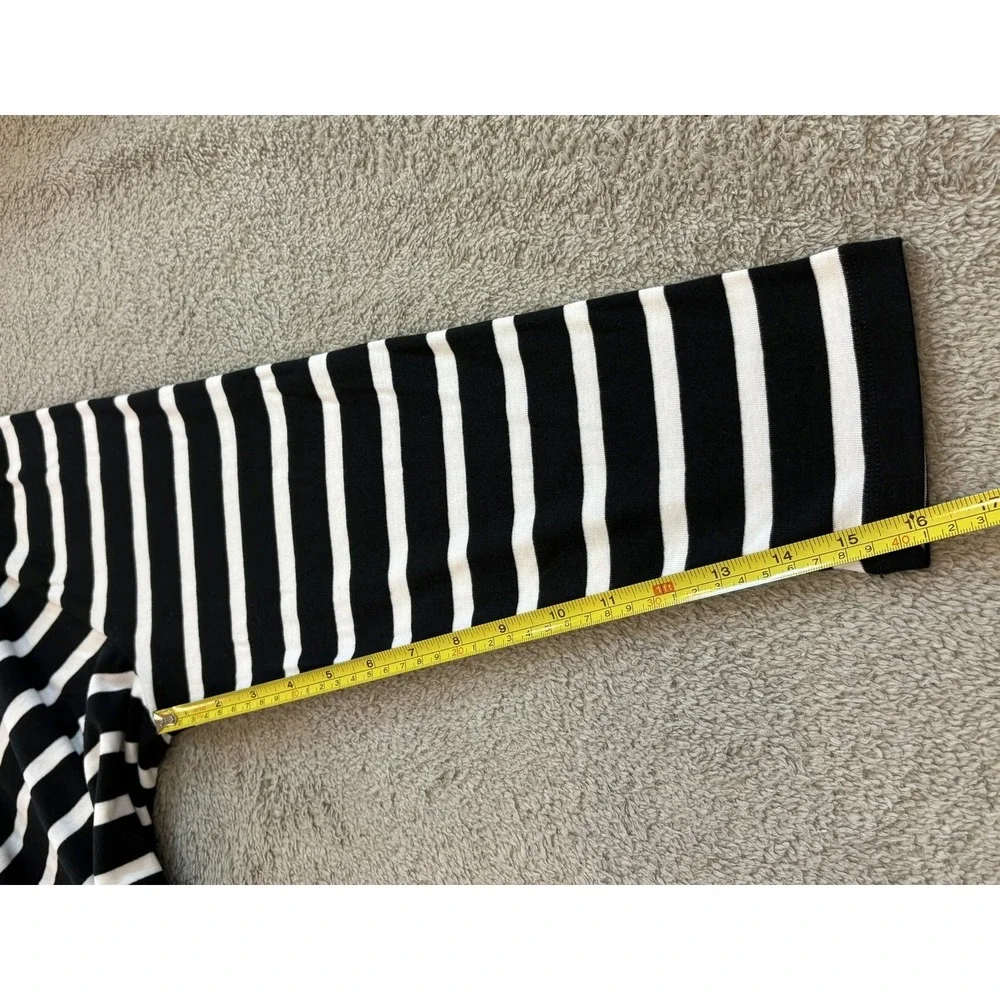 NWT Lauren Ralph Lauren Black White Striped Gold Button Shoulder Top 2X Nautical - Picture 6 of 10